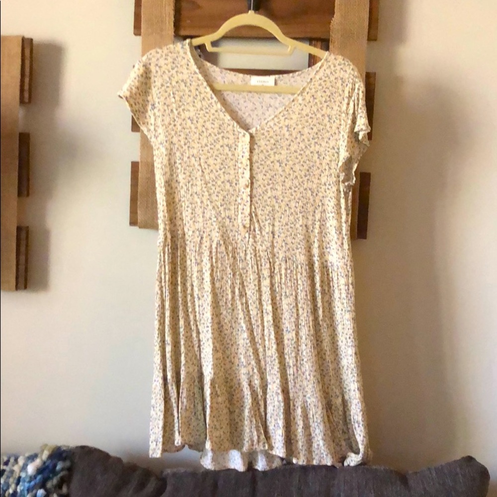 Short yellow flower babydoll dress